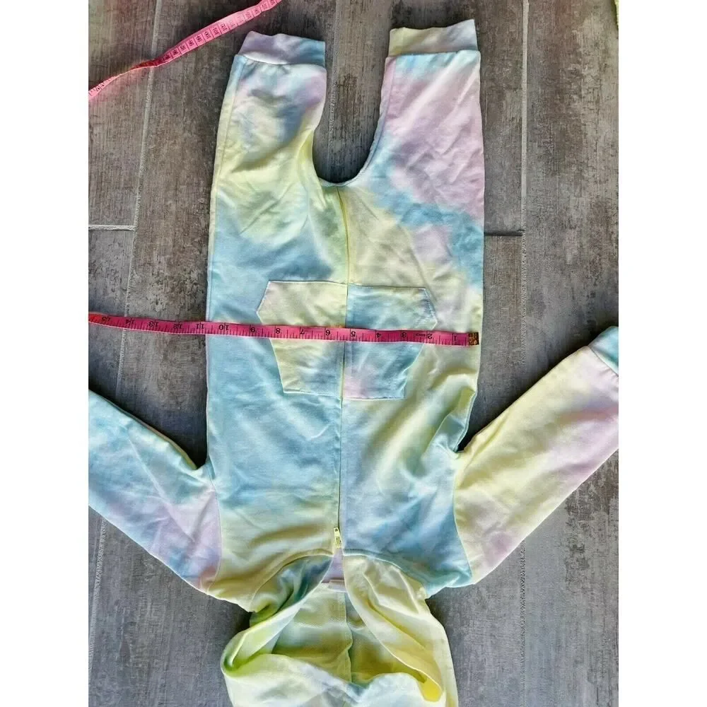 Los Angeles Boutique Tie Dye One Piece Outfit Jumpsuit Romper Boho Cute Hood 24M